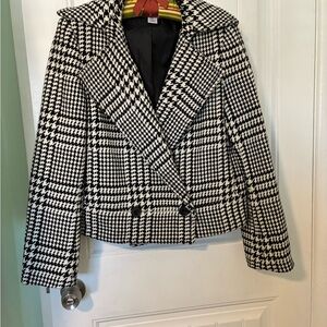 Liz Claiborne Black and Cream Houndstooth Jacket